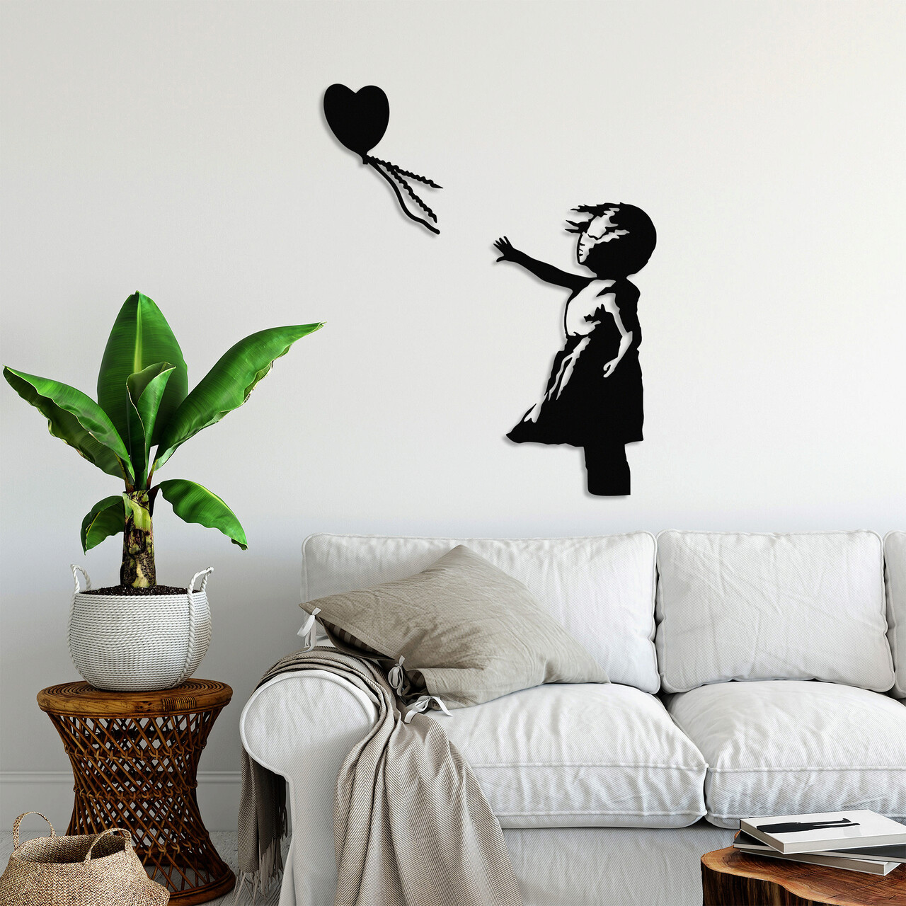 Decoratiune de perete, Banksy, Metal, Dimensiune: 105 x 85 cm, Negru - 1 | YEO