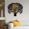 Decoratiune de perete, Tree 1, Metal/lemn, 93 x 3 x 86 cm, Nuc / Negru