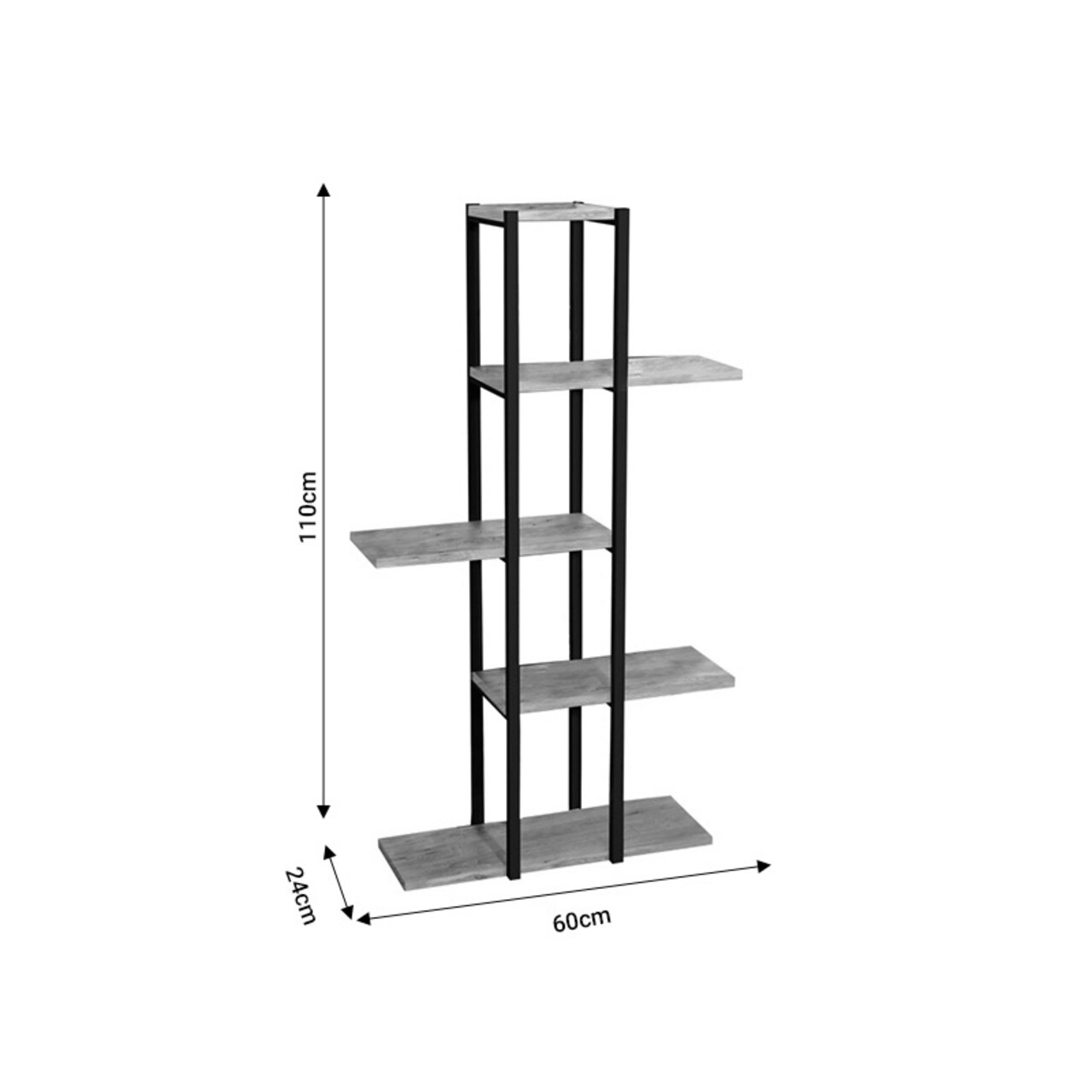 Etajera Ploko, Pakoworld, 60x24x110 cm, PAL/metal, antracit