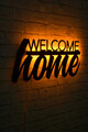 Decoratiune luminoasa LED, Welcome Home, MDF, 60 LED-uri, Galben