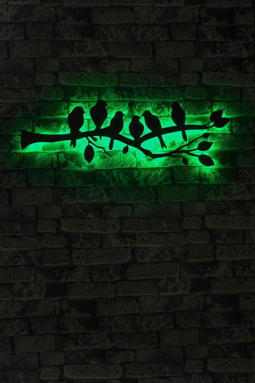 Decoratiune luminoasa LED, Birds, MDF, 60 LED-uri, Verde - 1 | YEO