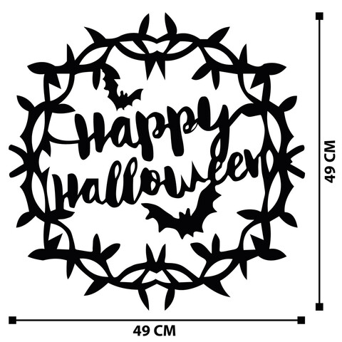 Decoratiune de perete, Halloween 11, Metal, Dimensiune: 49 x 49 cm, Negru