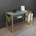 Birou, Zena Home, Lona, 120x72.8x60 cm, PAL, Verde / Aur