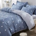 Lenjerie de pat dubla king size, Eponj Home, Ucgen 143EPJ44256, 3 piese, amestec bumbac, bleu/alb