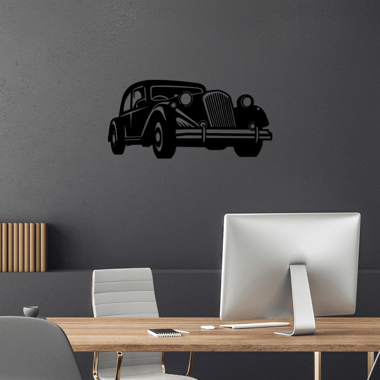 Decoratiune de perete, Antique Car, Metal, 70 x 33 cm, Negru - 2 | YEO