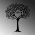 Decoratiune de perete, Love Tree, Metal, Dimensiune: 59 x 70 cm, Negru