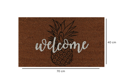 Covoras de intrare, Pineapple, 70x40 cm, Fibra de cocos, Maro / Negru