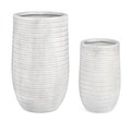 Set ghivece pentru exterior 2 piese Tressage, Bizzotto, Ø47 x 75 cm, fibra de sticla si argila, alb antic