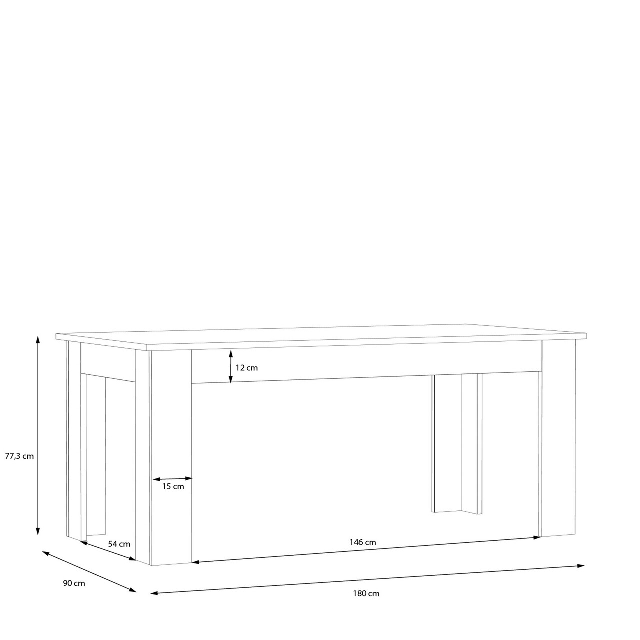 Masa Raalte, Bedora, 180x90x77.3 cm, PAL, stejar/negru