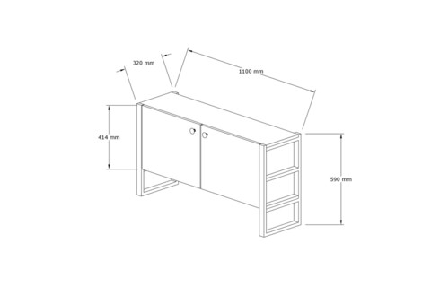 Comoda TV, Puqa Design, Milano, 110x59x32 cm, PAL, Safir / Negru