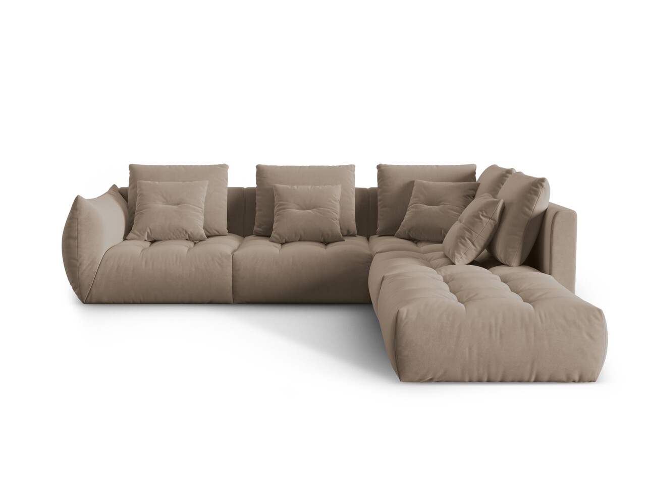 Coltar modular dreapta 4 locuri, Bloom-184, Micadoni Home, 316x310x95 cm, catifea, maro deschis - 1 | YEO