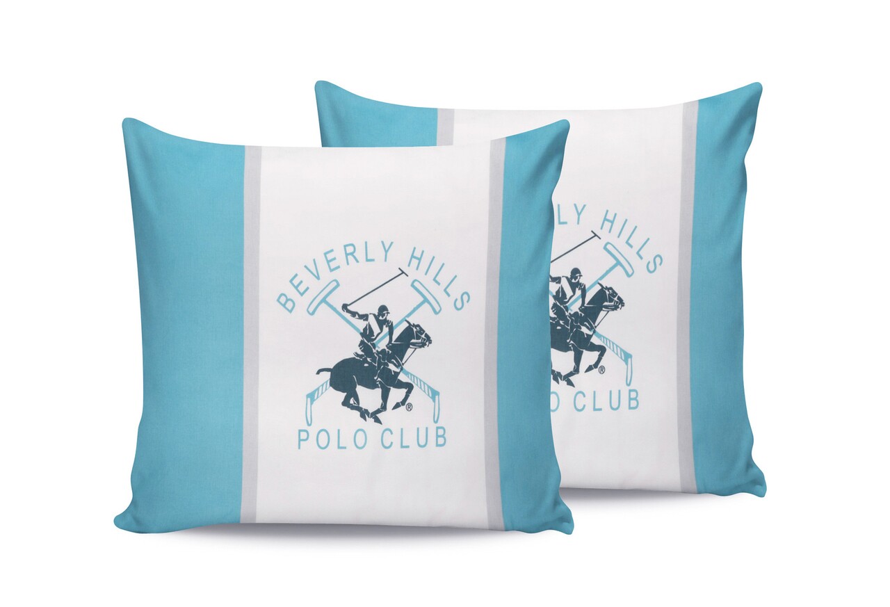 Set 2 fete de perna, 60x60 cm, 100% bumbac ranforce, Beverly Hills Polo Club, BHPC 032, turcoaz