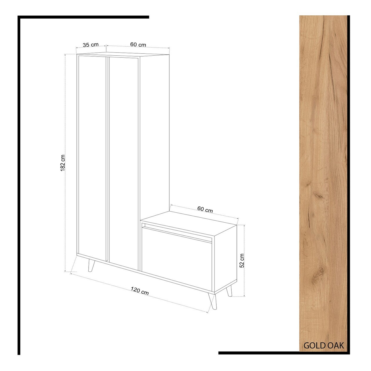 Cuier de perete, Mod Design, UTTA, Stejar / Galben