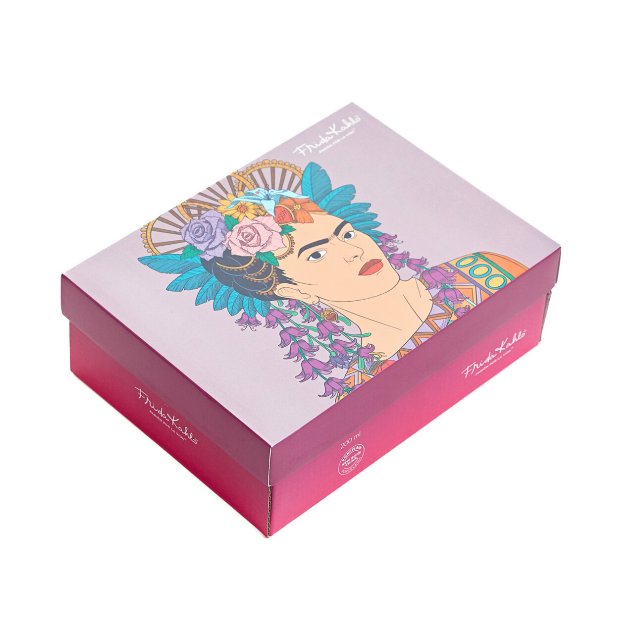 Ceasca cu farfurie Frida Kahlo, Homla, 200 ml, portelan, multicolor/roz