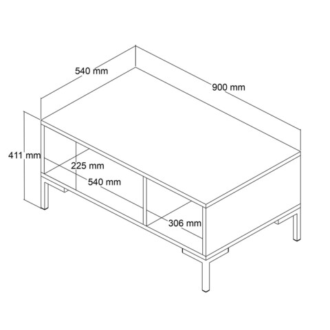 Masuta de cafea, Mezza, Aurora, 90x54x41.6 cm, Nuc / Antracit