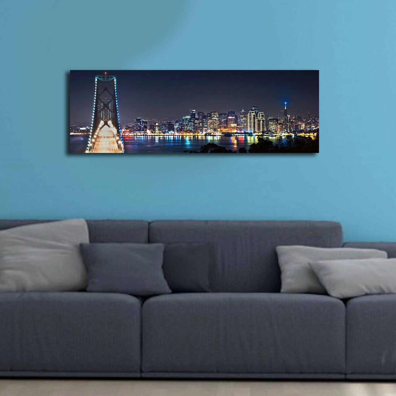 Tablou decorativ cu lumina LED, 3090İACT-37, Canvas, 30 x 90 cm, Multicolor - 1 | YEO