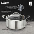 Oala cu capac 5 L, Titanium, Cooking by Heinner, 24x12 cm, inox/sticla, argintiu