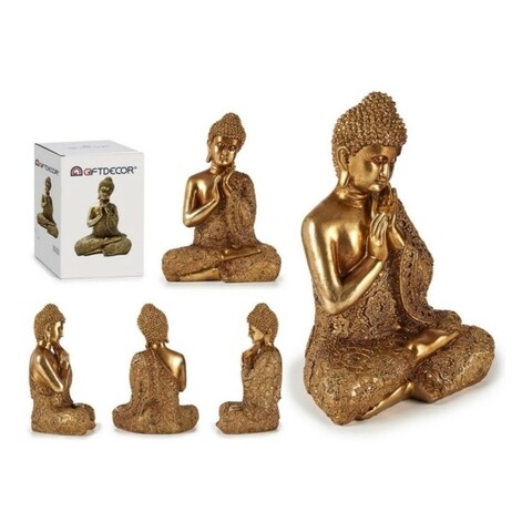 Decoratiune Praying Buddha, Gift Decor, 23 x 17 x 33 cm, polirasina, auriu