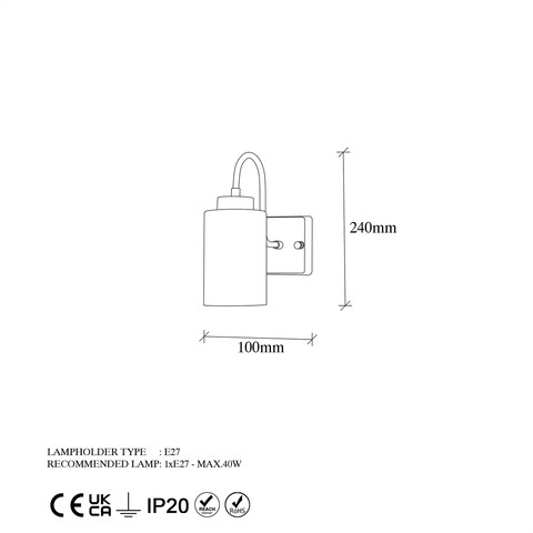 Aplica de perete, Duzsuz - 13140, Fulgor, 10 x 23 x 24 cm, 1 x E27, 40W, negru
