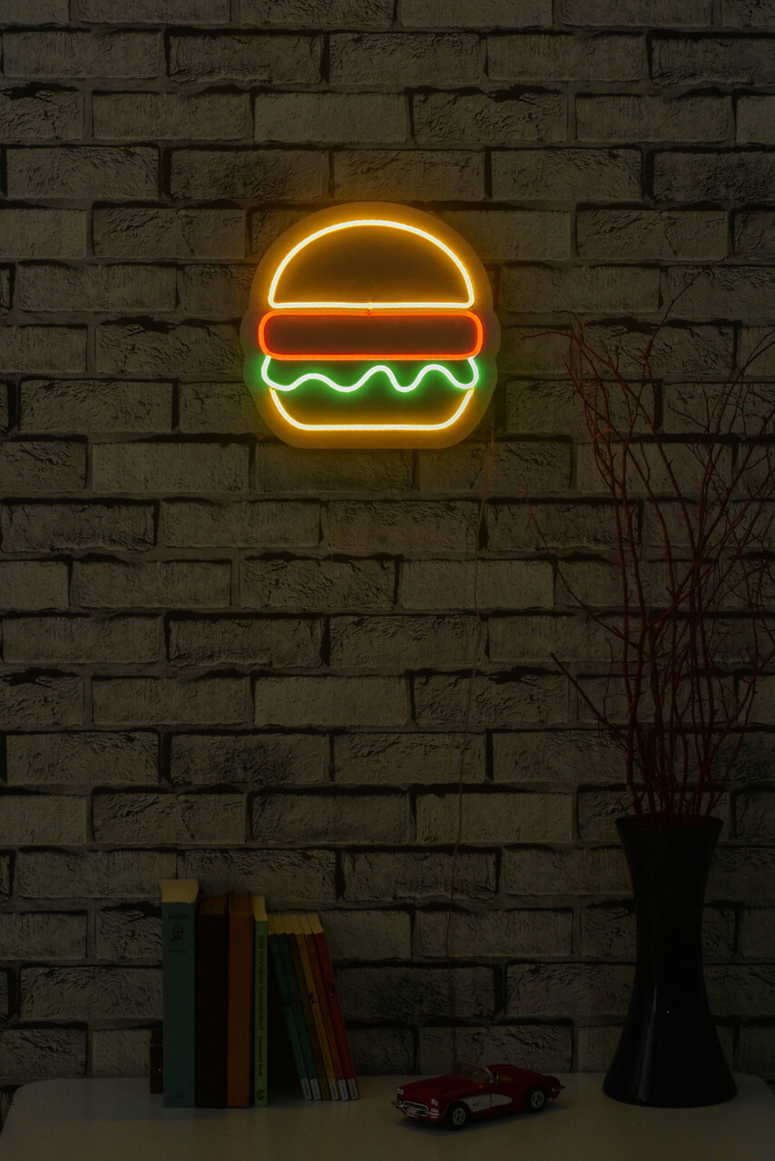 Decoratiune luminoasa LED, Hamburger, Benzi flexibile de neon, DC 12 V, Multicolor - 1 | YEO