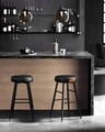 Set 2 scaune de bar Ekho, Vasagle, 49.5 x 49.5 x 63 cm, otel/piele ecologica, negru