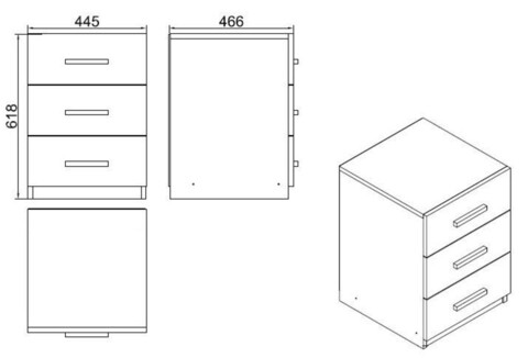 Dulapior, Locelso, Vario C, 44.5x61.8x46.6 cm, Stejar / Negru