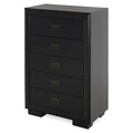 Comoda inalta cu 5 sertare, Chic, L.90 l.50 H.130, mdf/pal/furnir de mesteacan, wenge