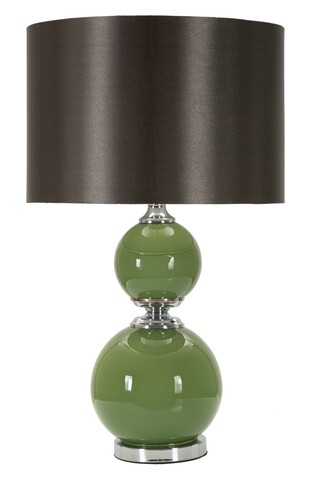 Lampa de masa Eva, Mauro Ferretti, 1 x E27, 40W, 38x65 cm, sticla/fier/catifea, verde/gri