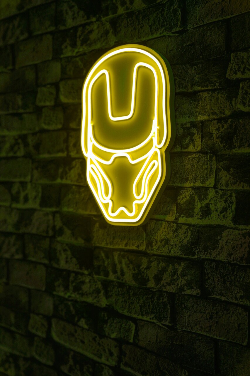 Decoratiune luminoasa LED, Iron Man, Benzi flexibile de neon, DC 12 V, Galben