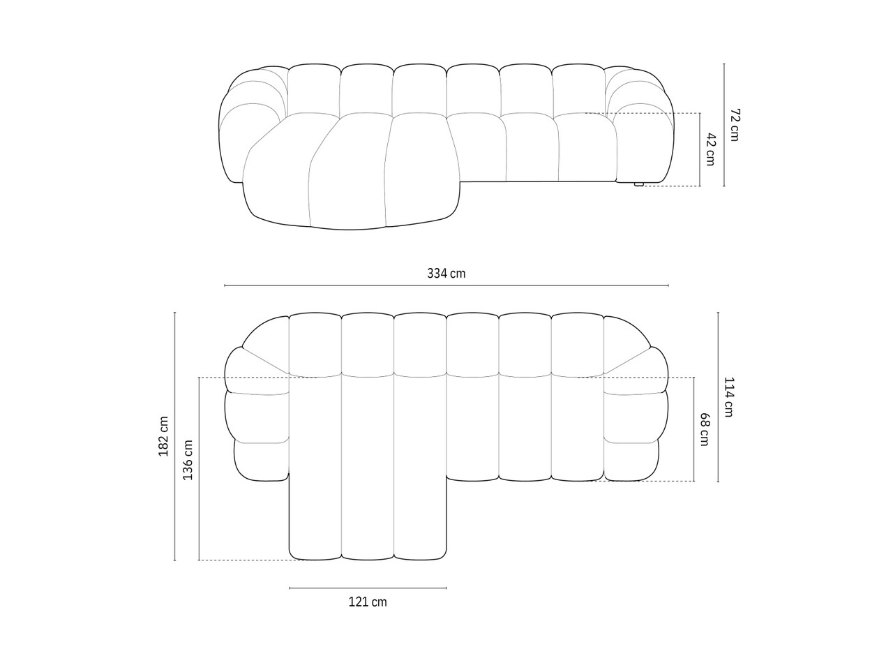 Coltar stanga 4 locuri, Diana-192, Micadoni Home, 334x182x72 cm, catifea structurata, albastru jeans