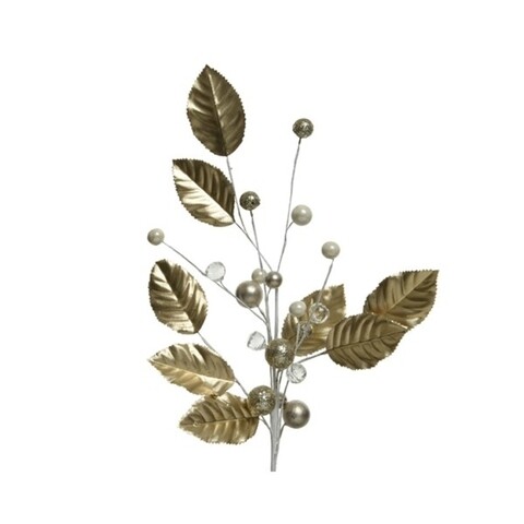 Decoratiune Leaves, Decoris, 17x65 cm, plastic/acrilic, auriu