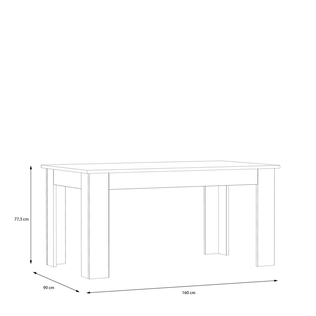 Masa Raalte, Bedora, 160x90x77.3 cm, PAL, stejar/negru