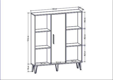 Corp biblioteca, Zena Home, Peoria, 120x123.6x25 cm, PAL, Antracit/Alb