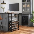 Dulap pentru sticle de vin Vasagle, 24 sticle, 66 x 30 x 100 cm, MDF/bambus/otel, maro rustic