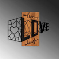 Decoratiune de perete, Live Love Laugh, Lemn/metal, Dimensiune: 68 x 58 cm, Nuc / Negru