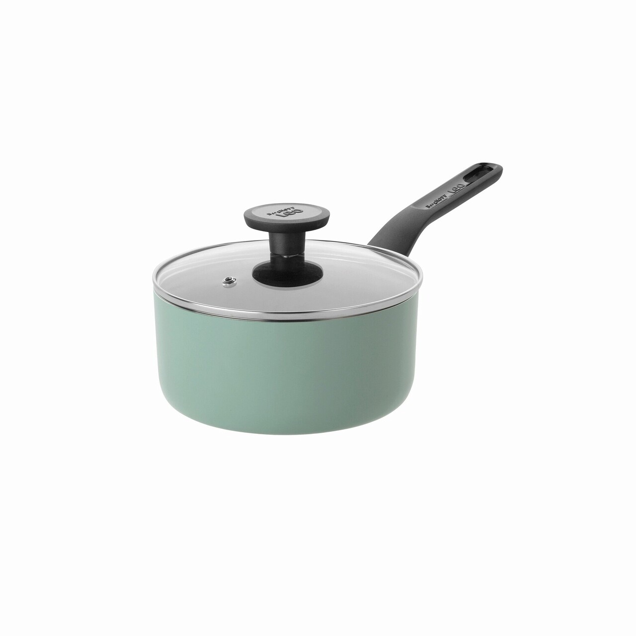 Cratita cu capac saucepan BergHOFF, Leo Sage, Ø18 cm, 1.9 L, aluminiu, invelis antiaderent, verde