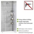 Etajera de colt extensibila pentru baie, Wenko, Dolcedo, 31 x 23 x 65 - 275 cm, inox/bambus, negru/natur