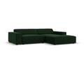 Coltar modular dreapta 3 locuri, Jodie, Micadoni Home, BL, 224x166x70 cm, catifea, verde bottle