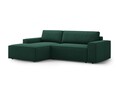 Coltar extensibil stanga 3 locuri cu lada depozitare, Jodie-78, Micadoni Home, 246x151x86 cm, tesatura structurata, verde