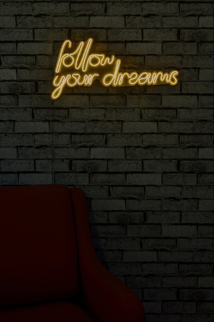 Decoratiune luminoasa LED, Follow Your Dreams, Benzi flexibile de neon, DC 12 V, Galben - 1 | YEO