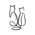 Decoratiune de perete, Couple Cat Love, Metal, Dimensiune: 72 x 0,15 x 48 cm, Negru