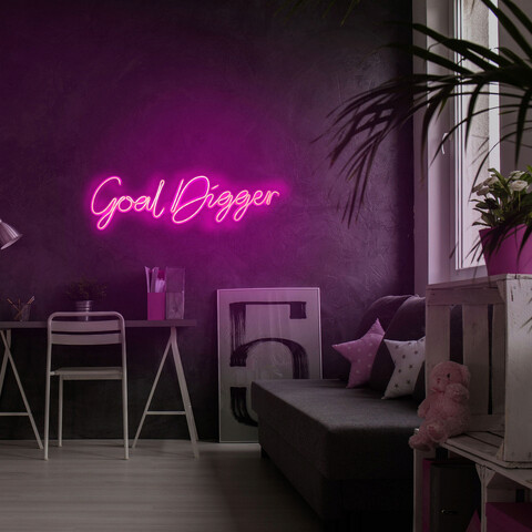 Decoratiune luminoasa LED, Goal Digger, Benzi flexibile de neon, DC 12 V, Roz