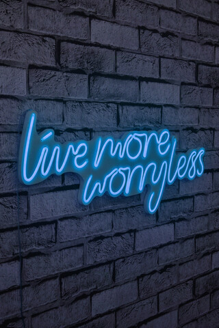 Decoratiune luminoasa LED, Live More Worry Less, Benzi flexibile de neon, DC 12 V, Albastru