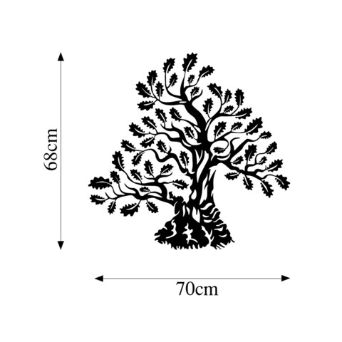 Decoratiune de perete, Monumental Tree 6, Metal, Dimensiune: 70 x 68 cm, Negru