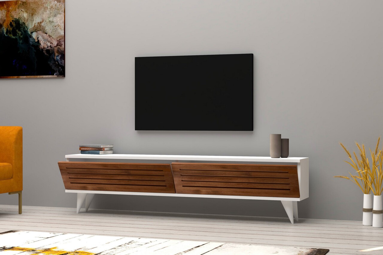 Comoda TV Hill, Puqa Design, 160x25x40 cm, maro/alb - 2 | YEO