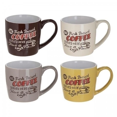 Set 4 cani de cafea Coffee Mug, InArt, 330 ml, ceramica, multicolor