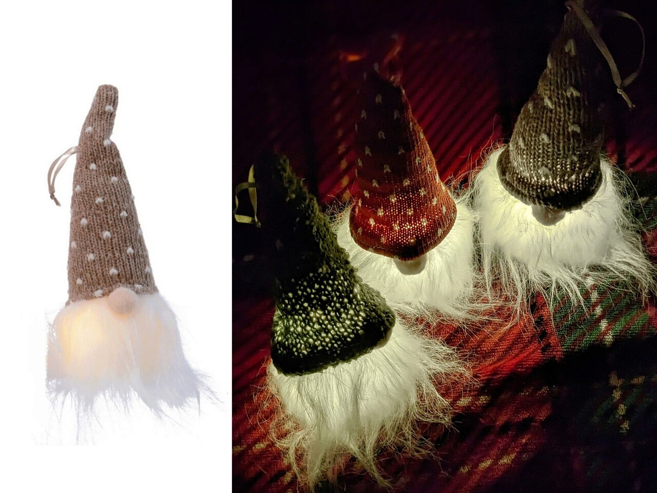 Decoratiune luminoasa Gnome w brown hat, Lumineo, 6x6x20 cm, poliester, maro