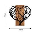 Decoratiune de perete, Brain Tree, 50% lemn/50% metal, Dimensiune: 58 x 62 cm, Nuc / Negru