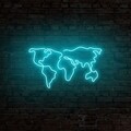 Lampa de perete World Map, Neon Graph, 66x38x2 cm, albastru