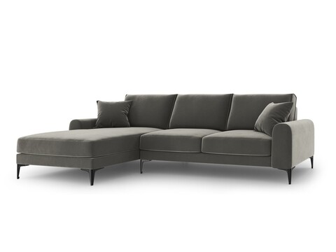 Coltar stanga, Madara, Mazzini Sofas, 5 locuri, 254x182x90 cm, catifea, gri deschis